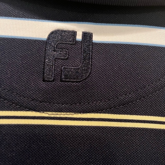 FootJoy Blue and White Striped Polo Shirt - Picture 4 of 5